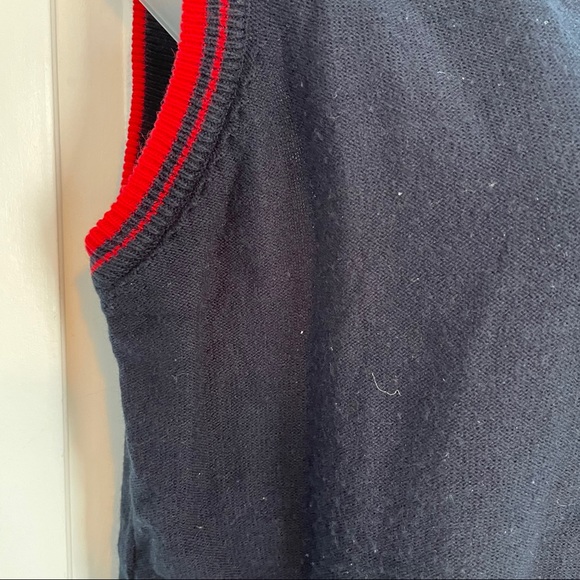 Vintage Navy Sweater Vest Knit Acrylic Retro Old Money - Picture 4 of 7